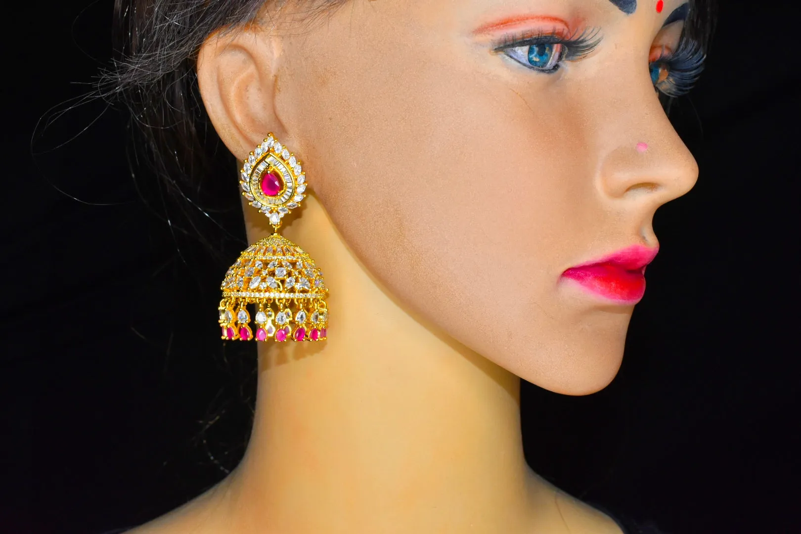 Elegant CZ Jhumka Earrings By Asp Fashion Jewellery