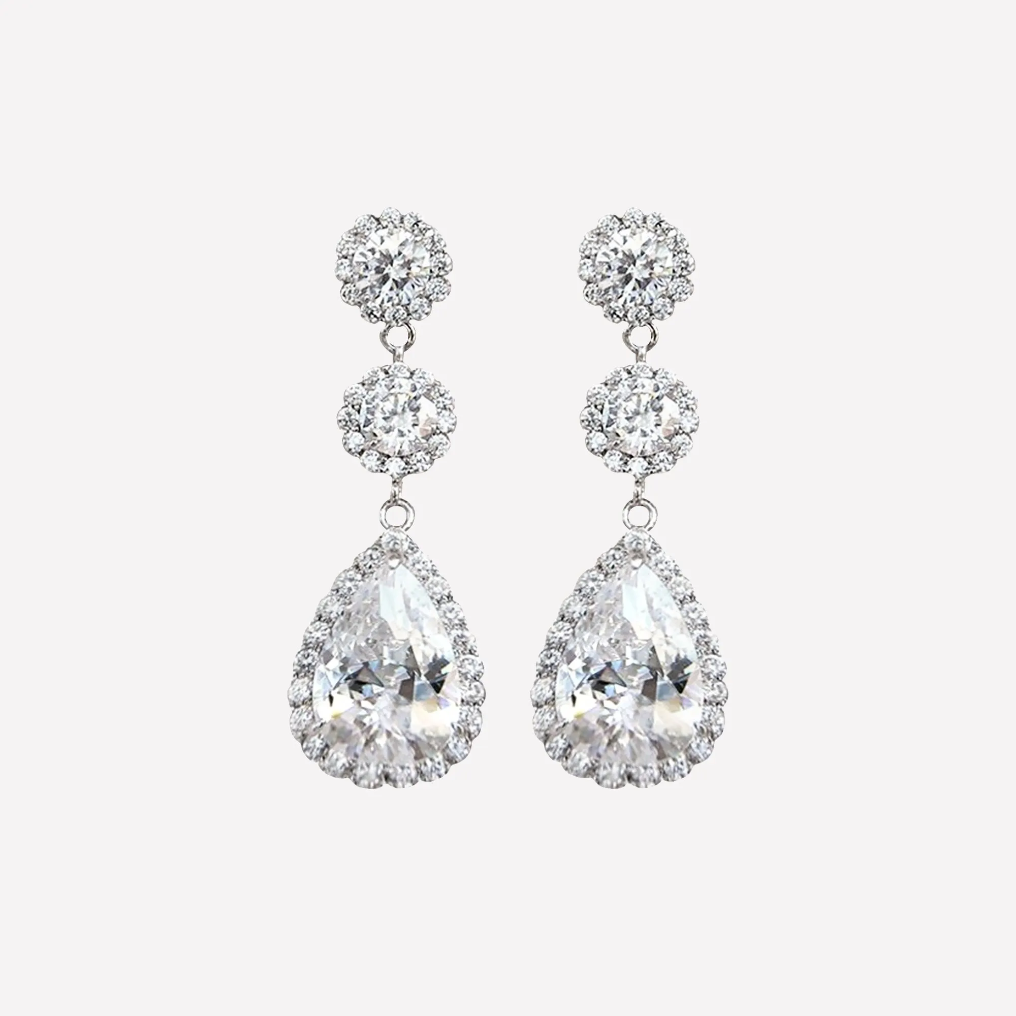 Elegant, Formal Ladies Cubic Zirconia Teardrop Earrings