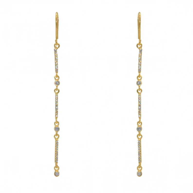 Elegant Gold Plated Zirconia Chain Earrings