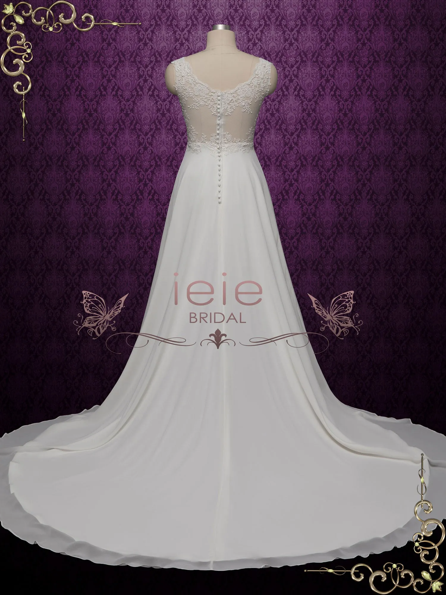 Elegant Lace Chiffon Wedding Dress EDITH