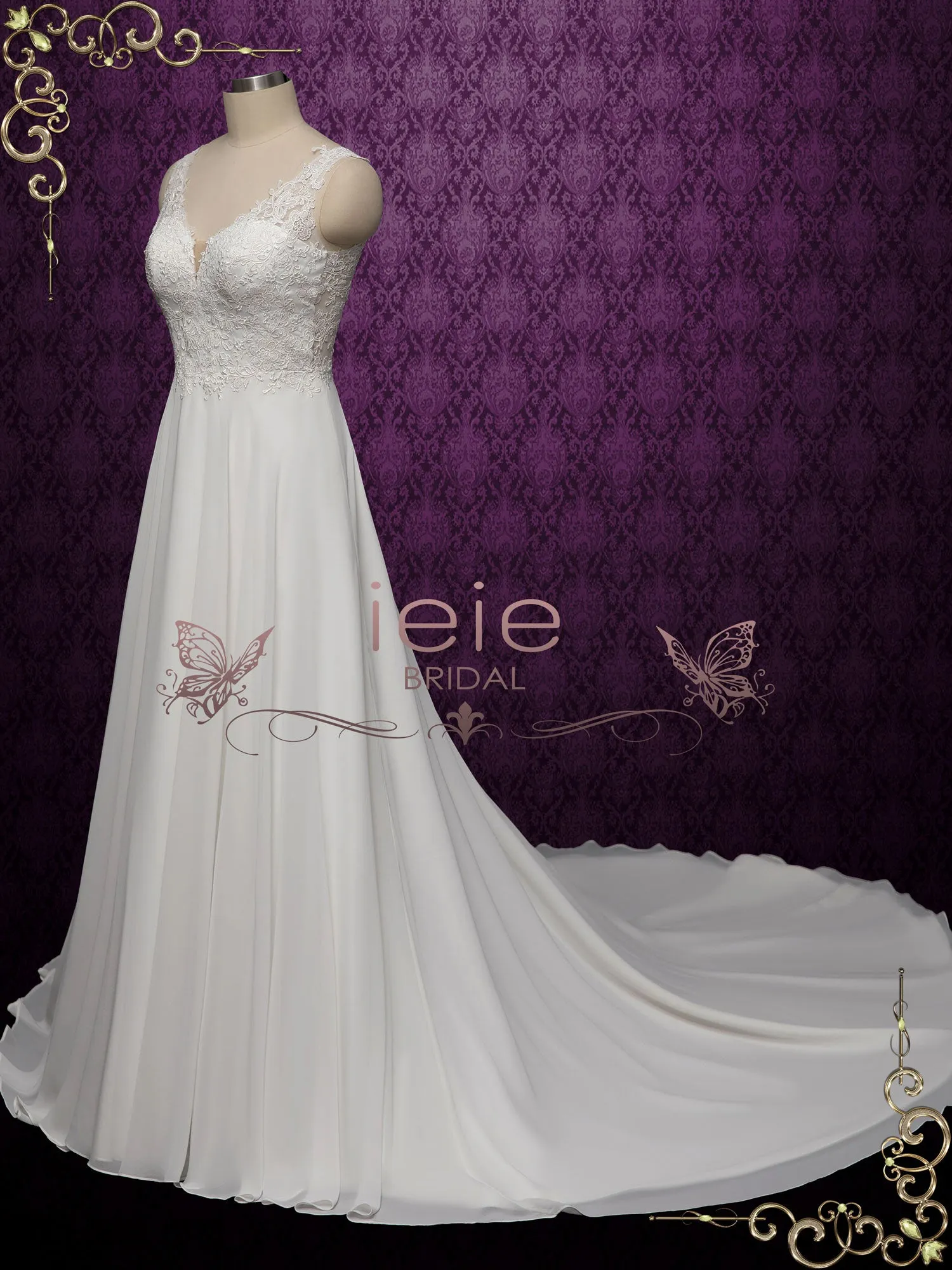 Elegant Lace Chiffon Wedding Dress EDITH