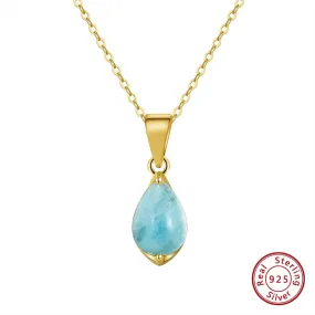 Elegant Teardrop Aquamarine Earrings and Necklace