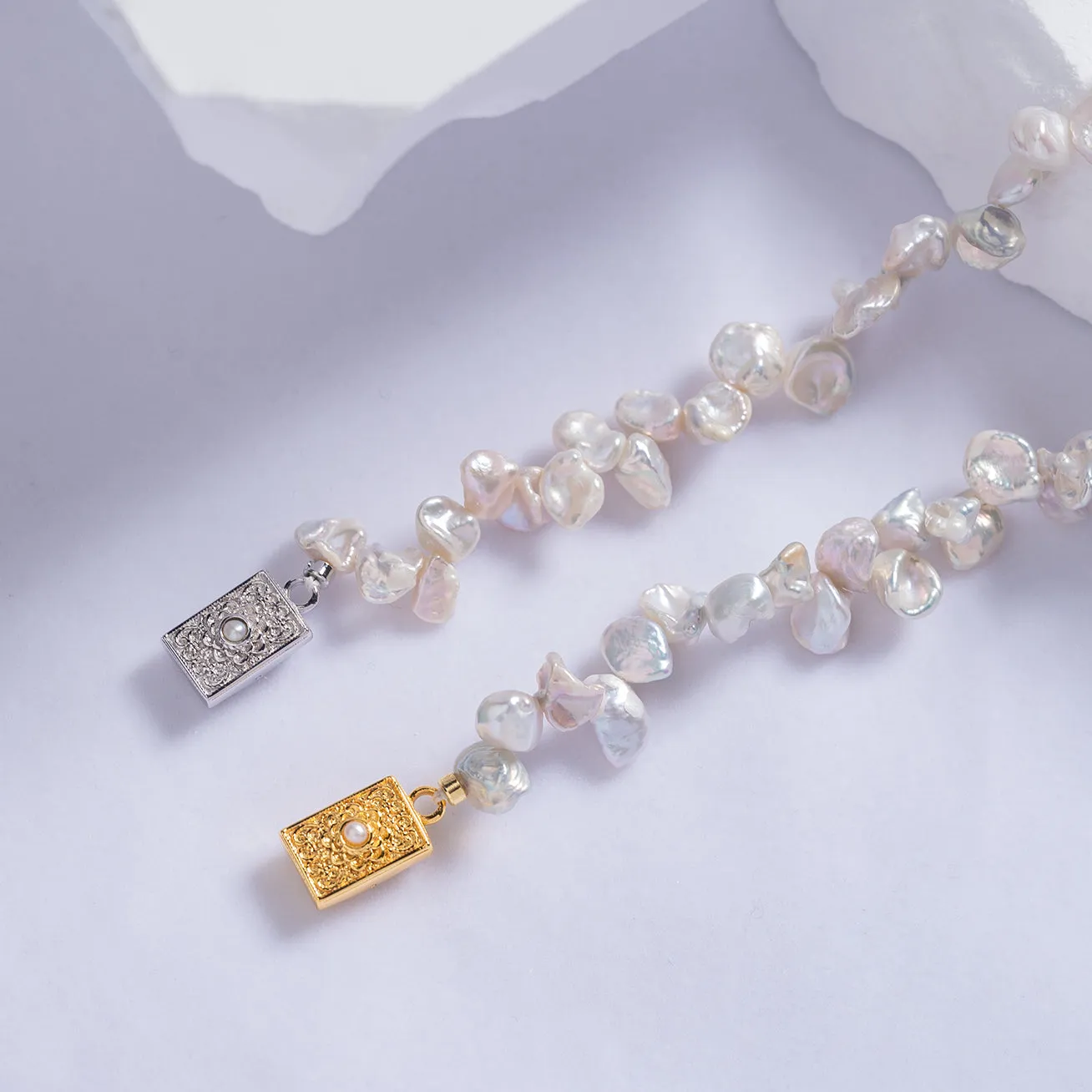 Elegant White Keshi Pearl Necklace WN00506