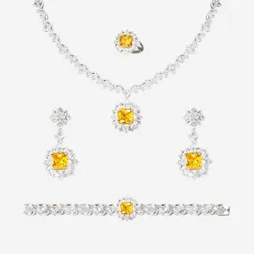 Elegant Yellow and White 2 or 4 Piece Formal Jewellery Sets