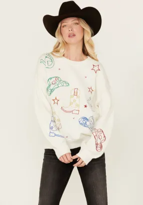 Optimized Title: Stylish Embroidered Cowgirl Pullover