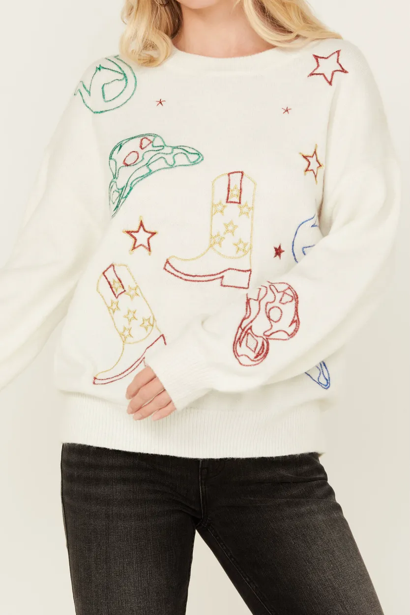 Optimized Title: Stylish Embroidered Cowgirl Pullover