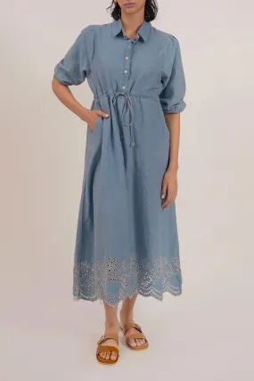 EMBROIDERED DENIM DRESS