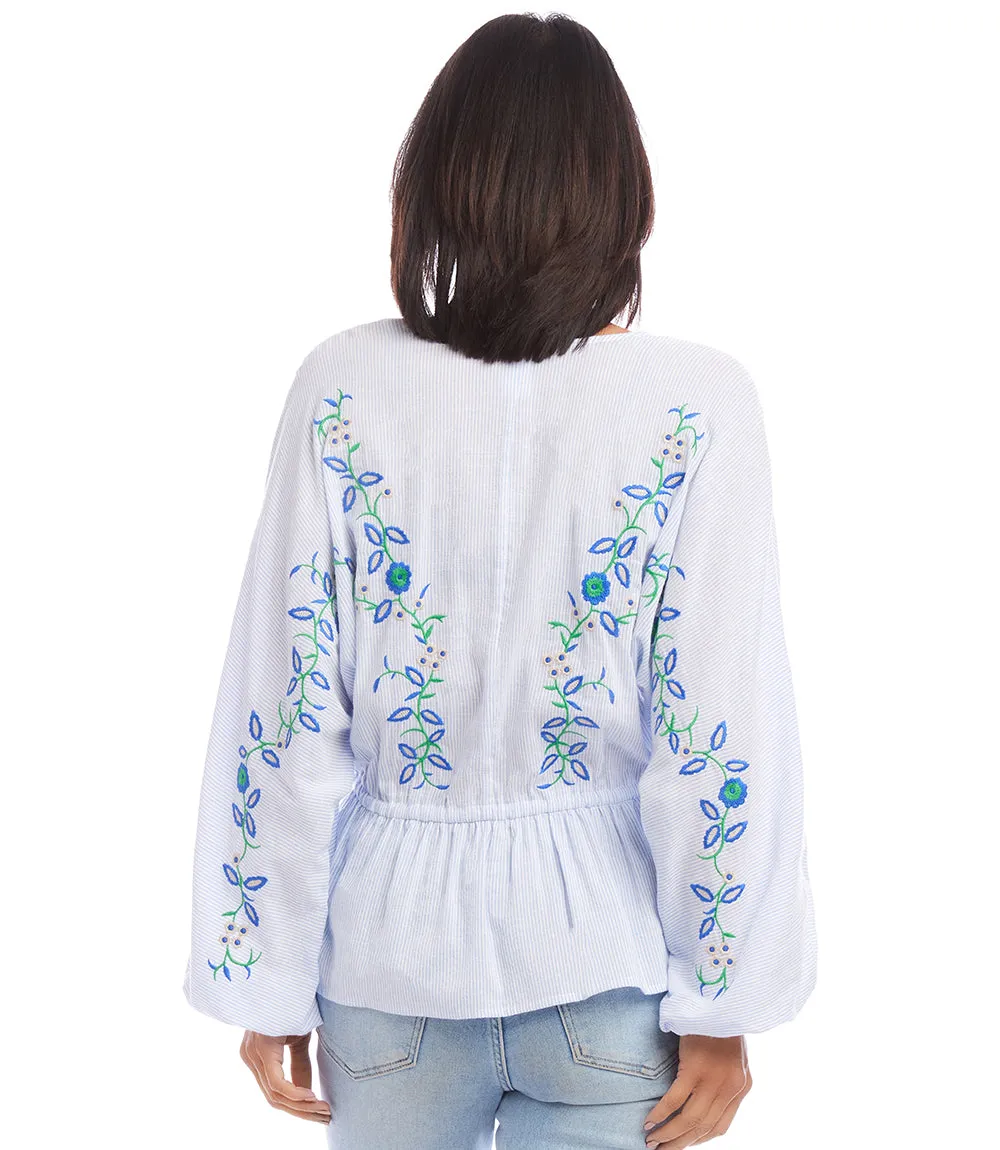 Embroidered Drawstring Top