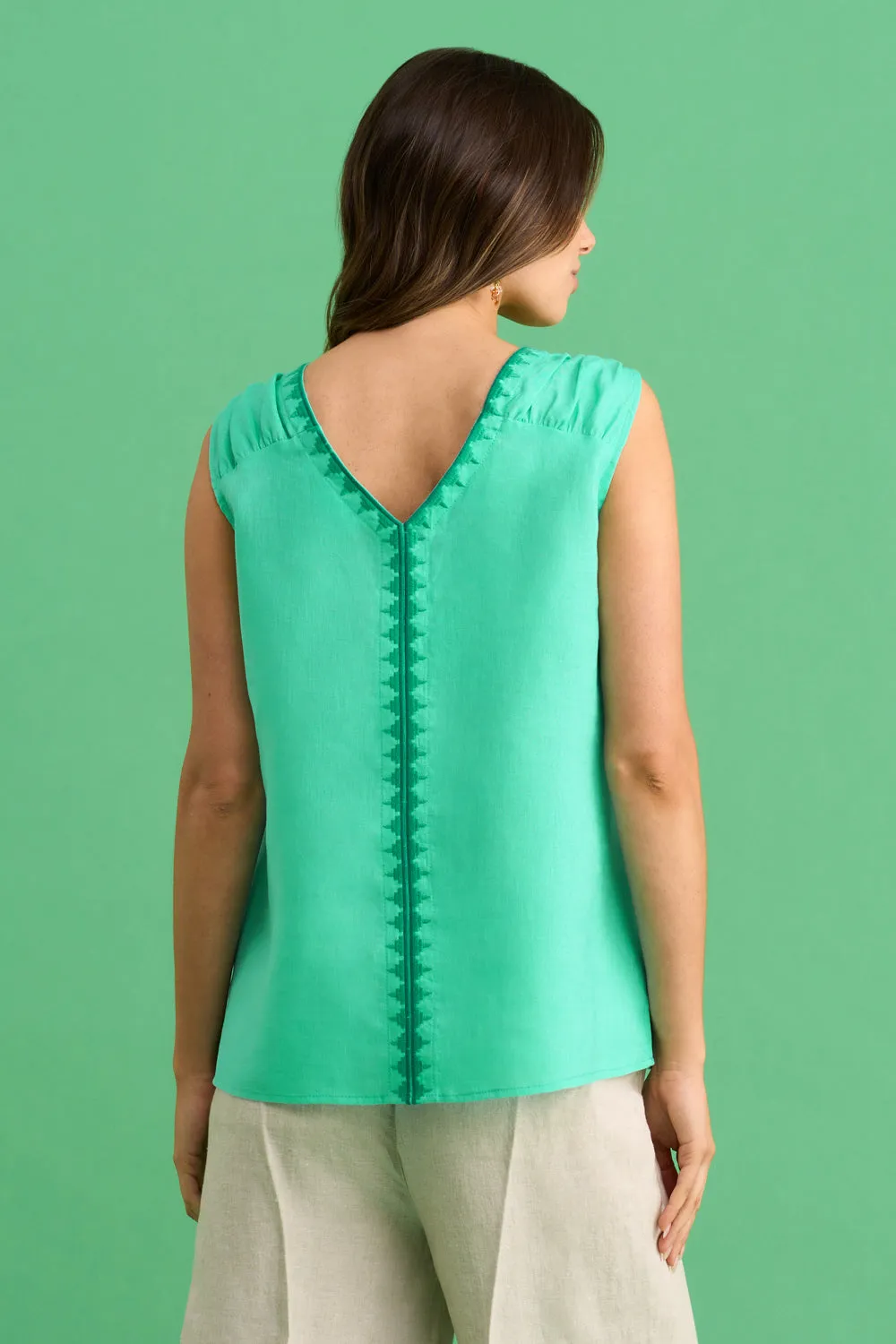 Embroidered Linen Top