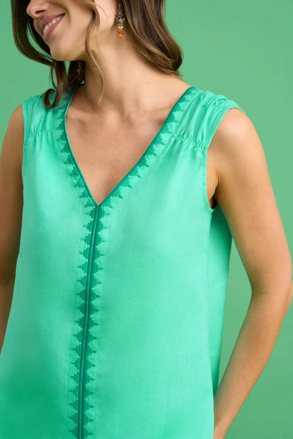 Embroidered Linen Top