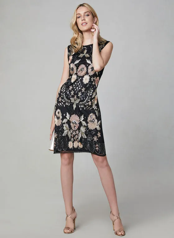 EMBROIDERED SHEATH DRESS