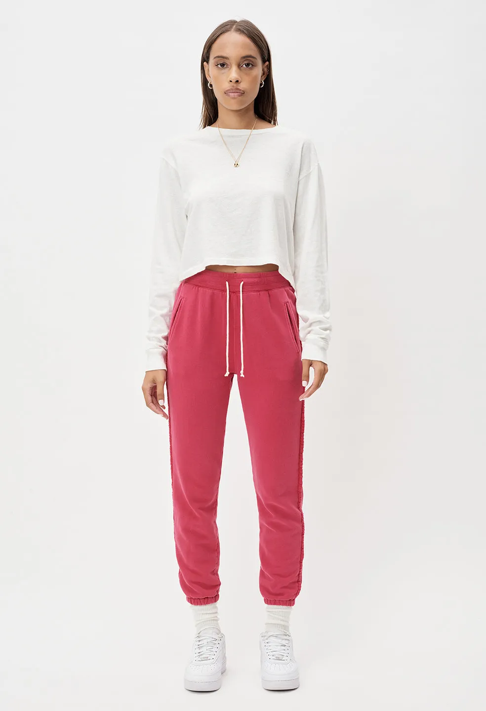 Embroidered Sweatpants / Currant