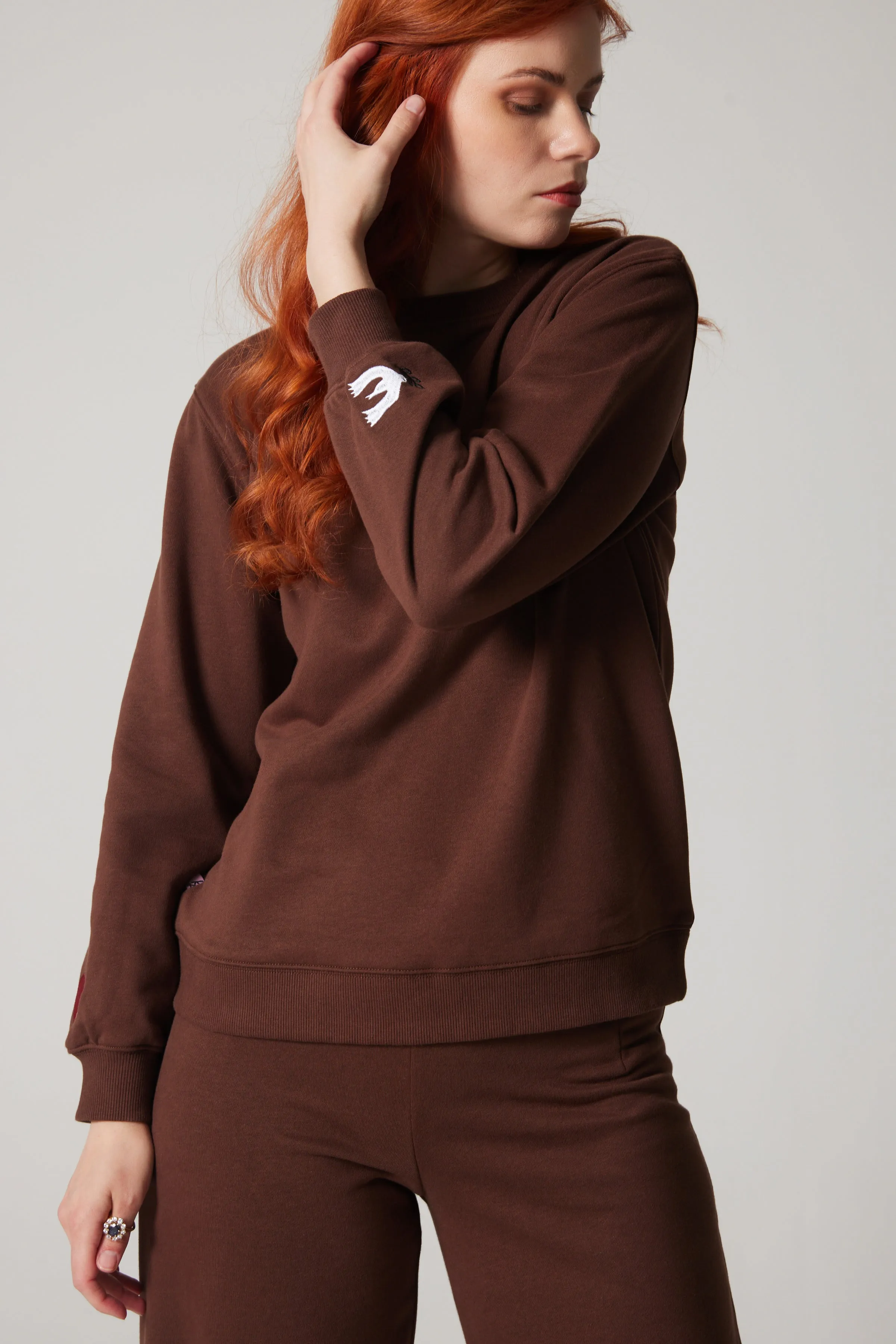 Embroidered Sweatshirt - Brown