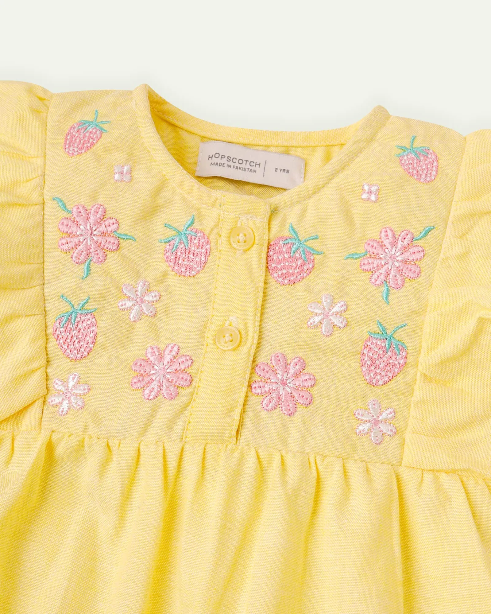 Embroidered Yellow Romper