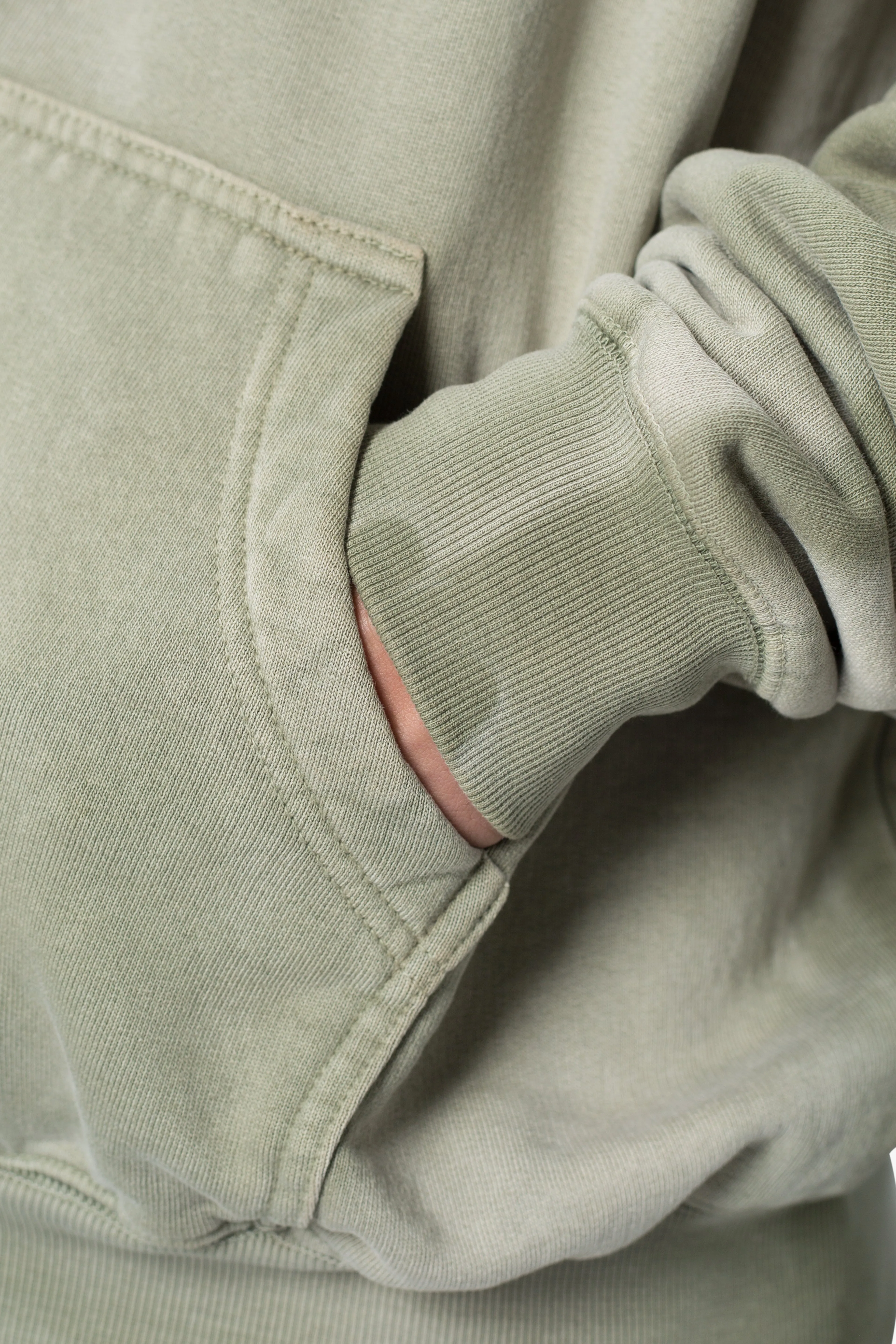 Faded Basic Zip Up Hoodie - Washed Olive