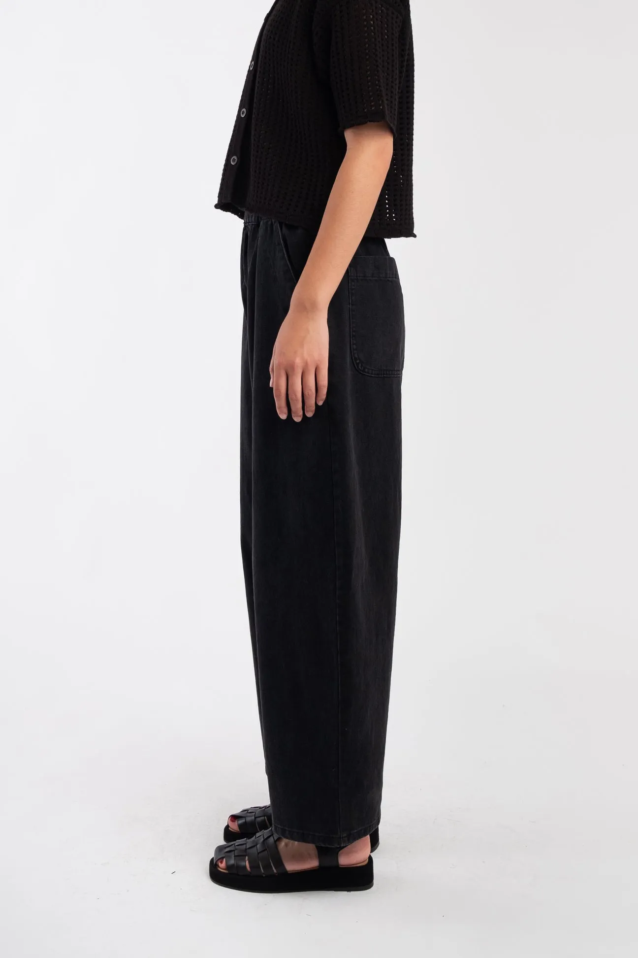 Faded Black Barrel Pant