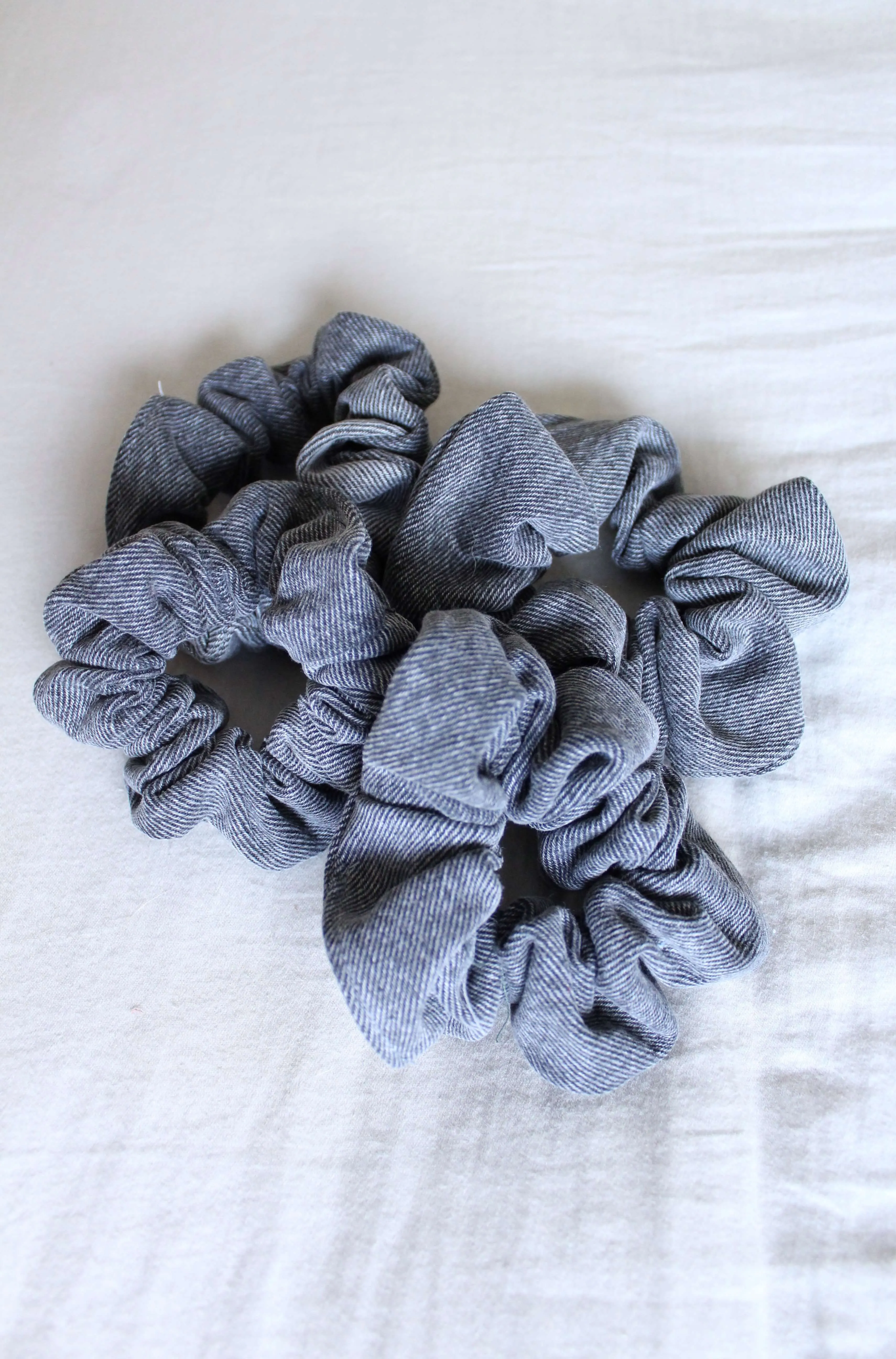 Faded Black Vintage Denim Schrunchie