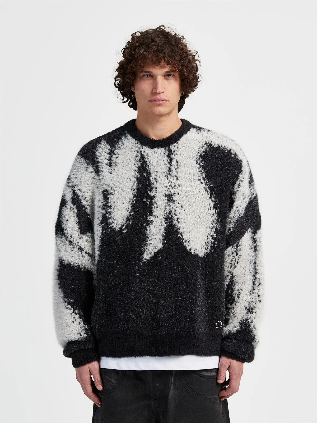 FADED FURRY SWEATER - BLACK