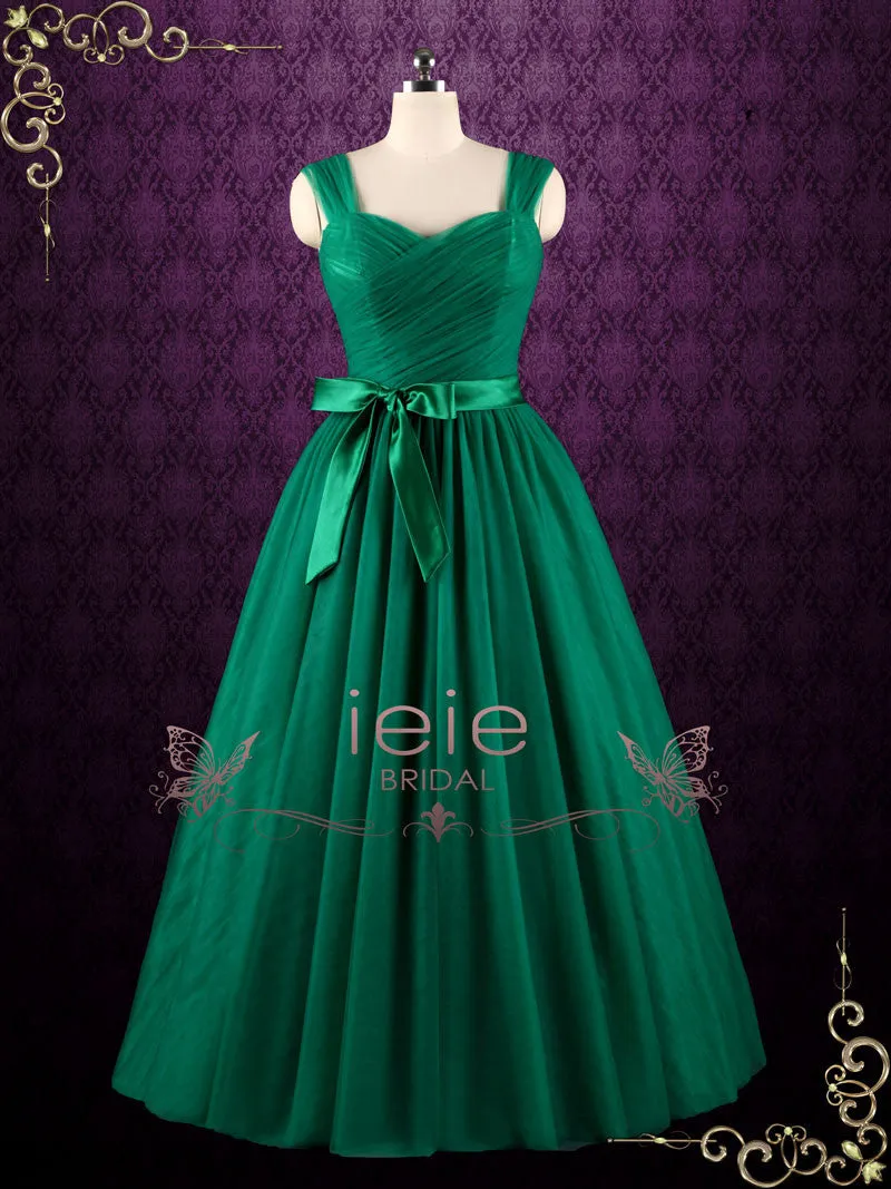 Forest Green Tulle Ball Gown Prom Formal Evening Dress KALE