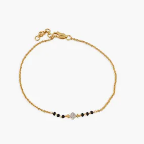 Forever Elegant CZ Silver Black Bead Bracelet