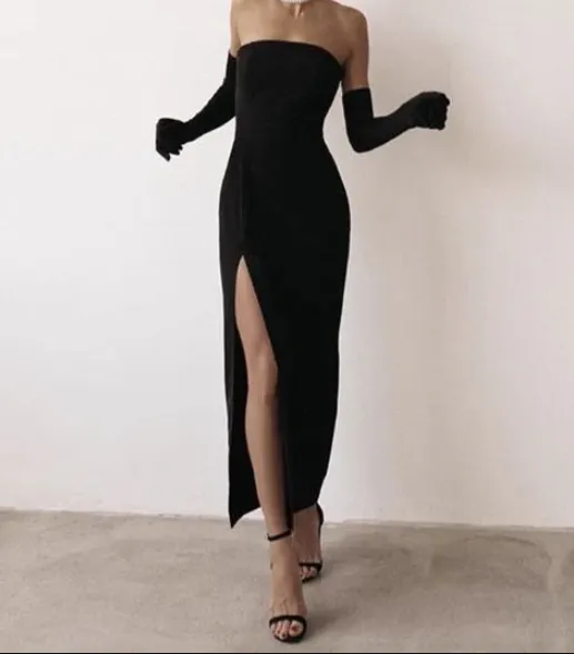 Gorgeous Prom Dresses,Slit Evening Dresses,Long Formal Gowns,Black Formal Dress SH538