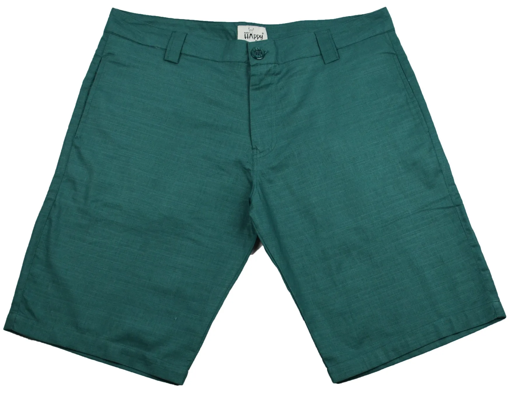 Green Cotton Casual Shorts