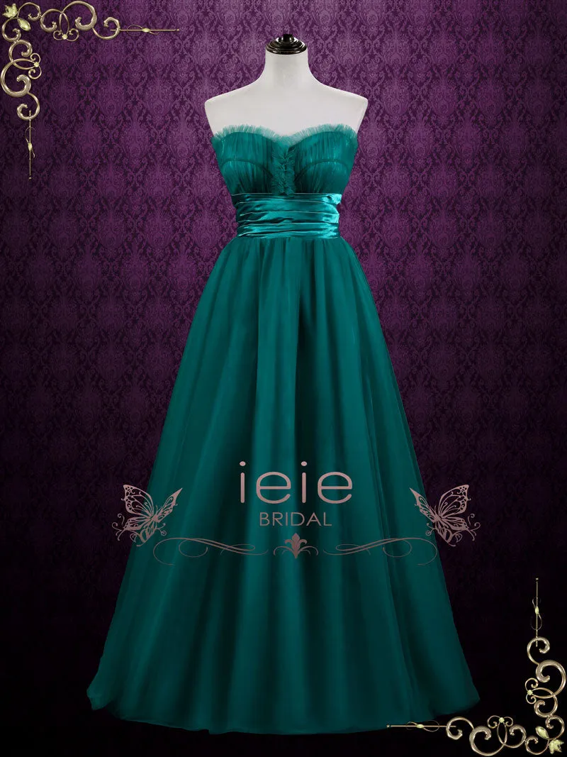 Green Strapless Long Tulle Formal Dress | Agale