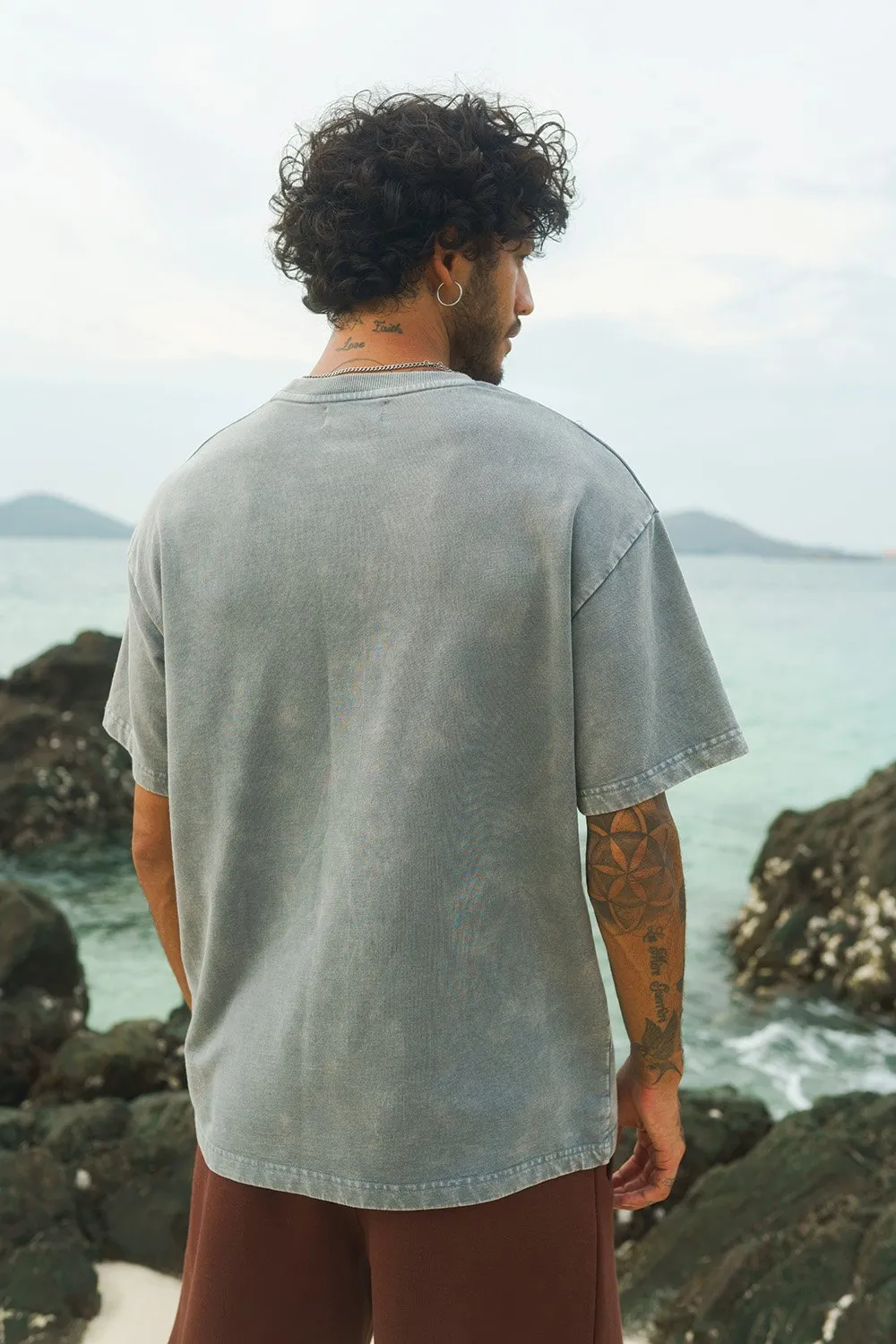 Grey Premium Heavyweight Faded Oversized T-shirt