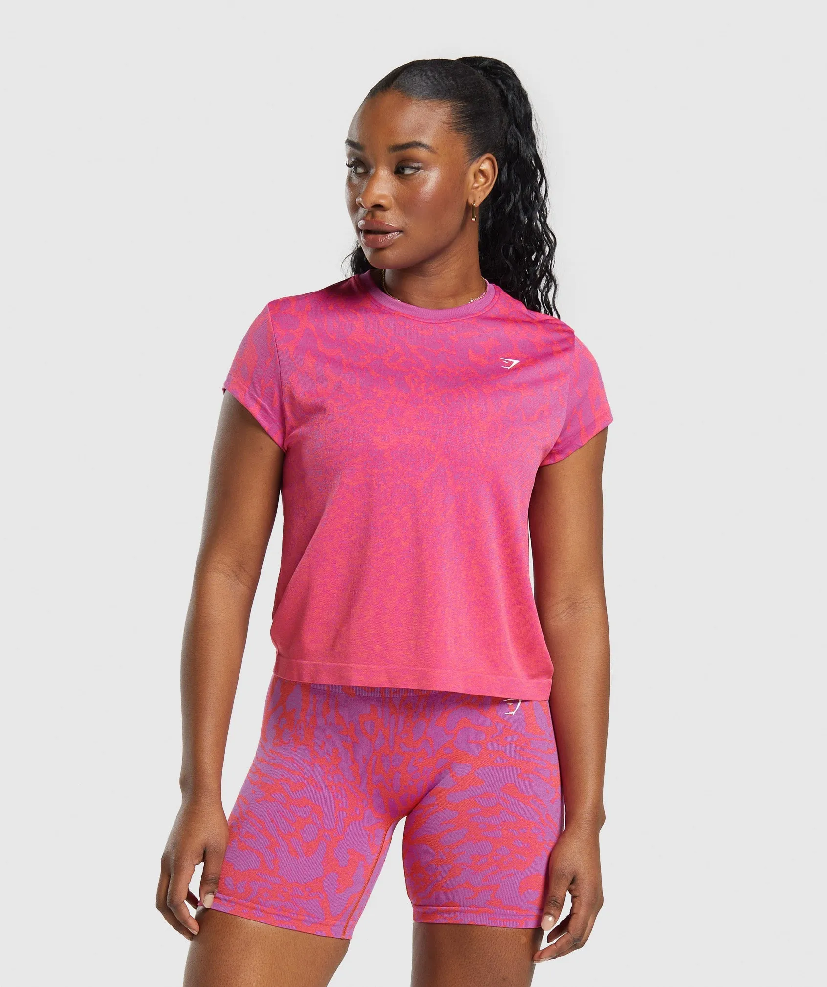 Gymshark Adapt Safari Seamless  Faded T-Shirt - Shelly Pink/Fly Coral