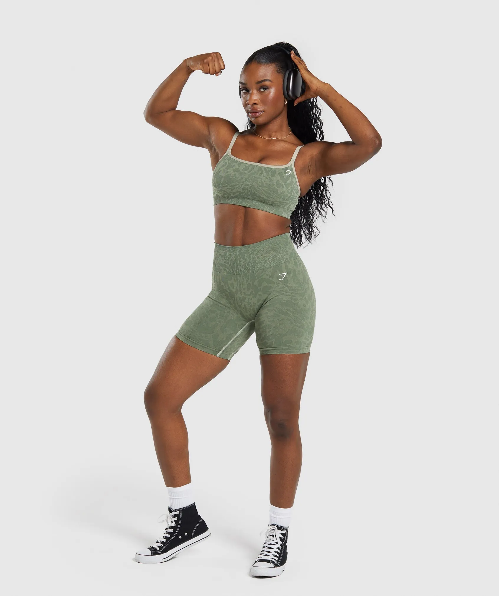 Gymshark Adapt Safari Seamless Sports Bra - Force Green/Faded Green