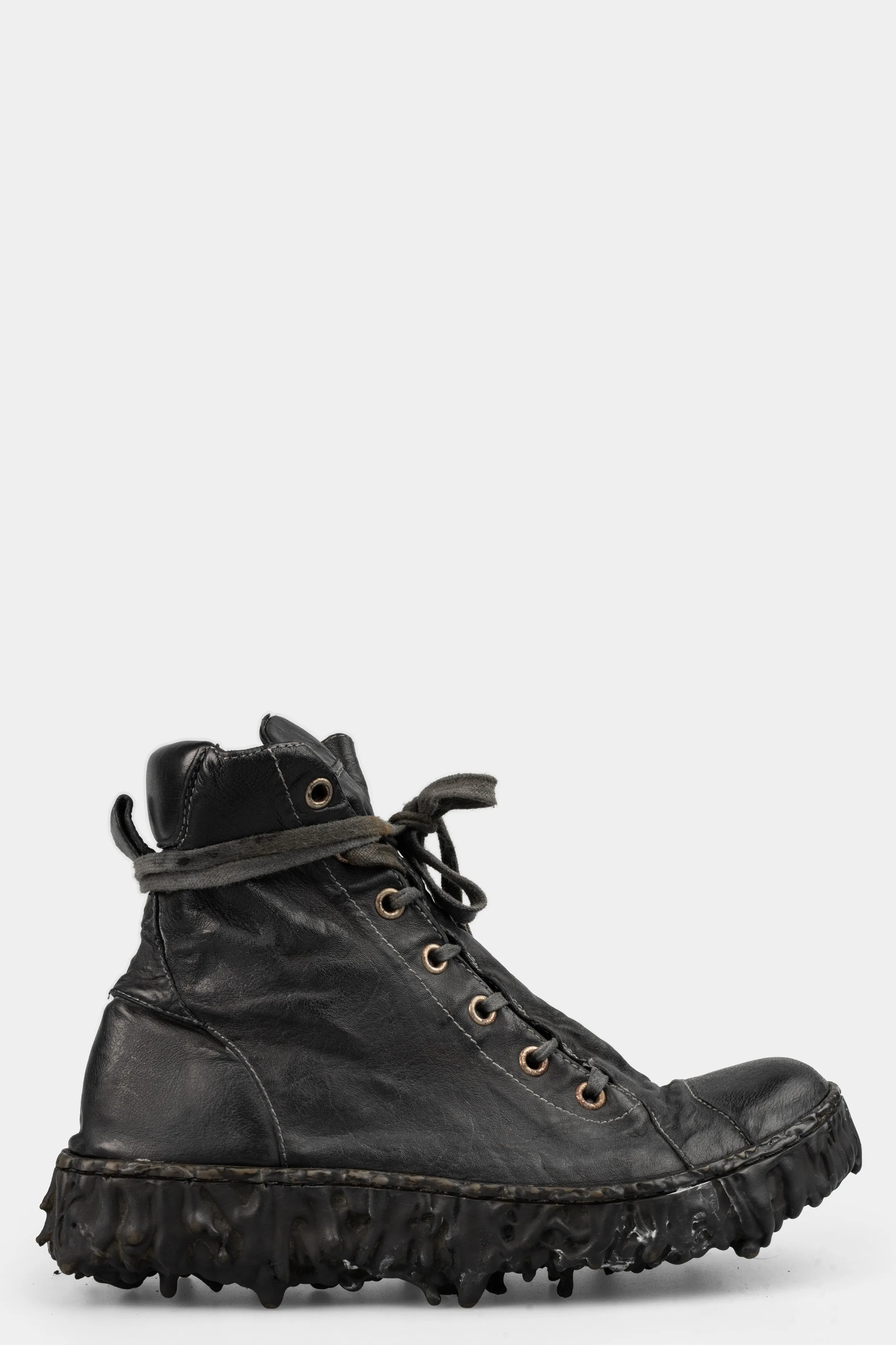 Faded Black High-Top Lace-Up Sneakers with Melt Sole