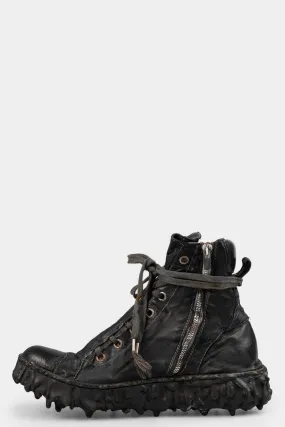 Faded Black High-Top Lace-Up Sneakers with Melt Sole