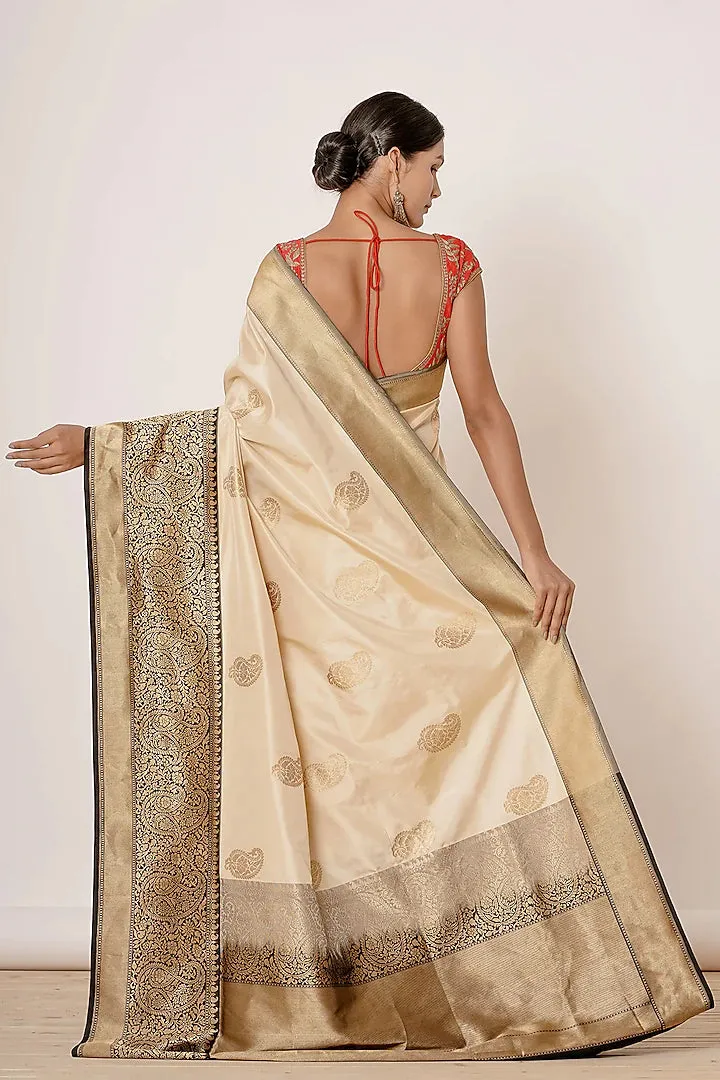 Ivory Embroidered Saree