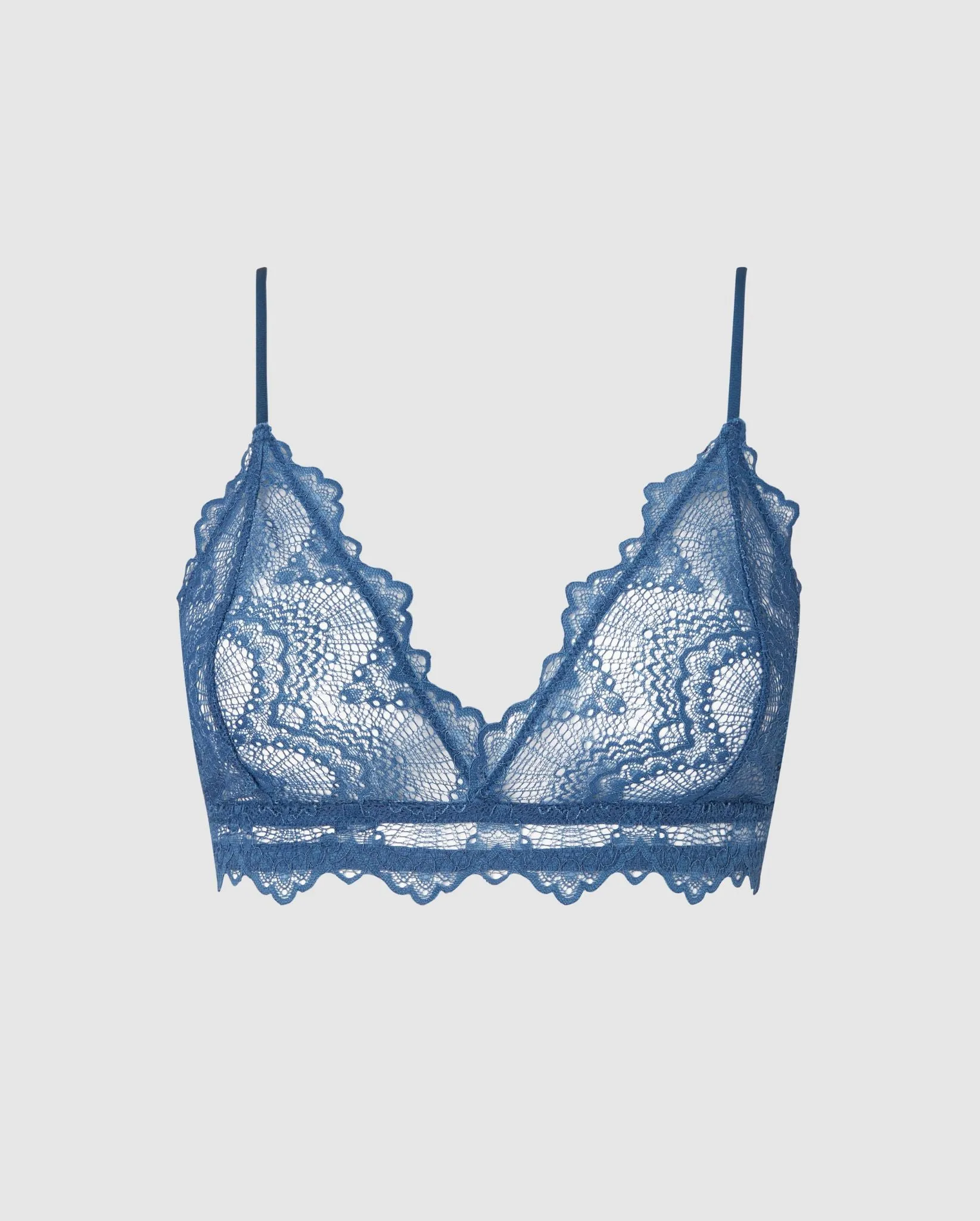 Lace Triangle Bralette Faded Blue