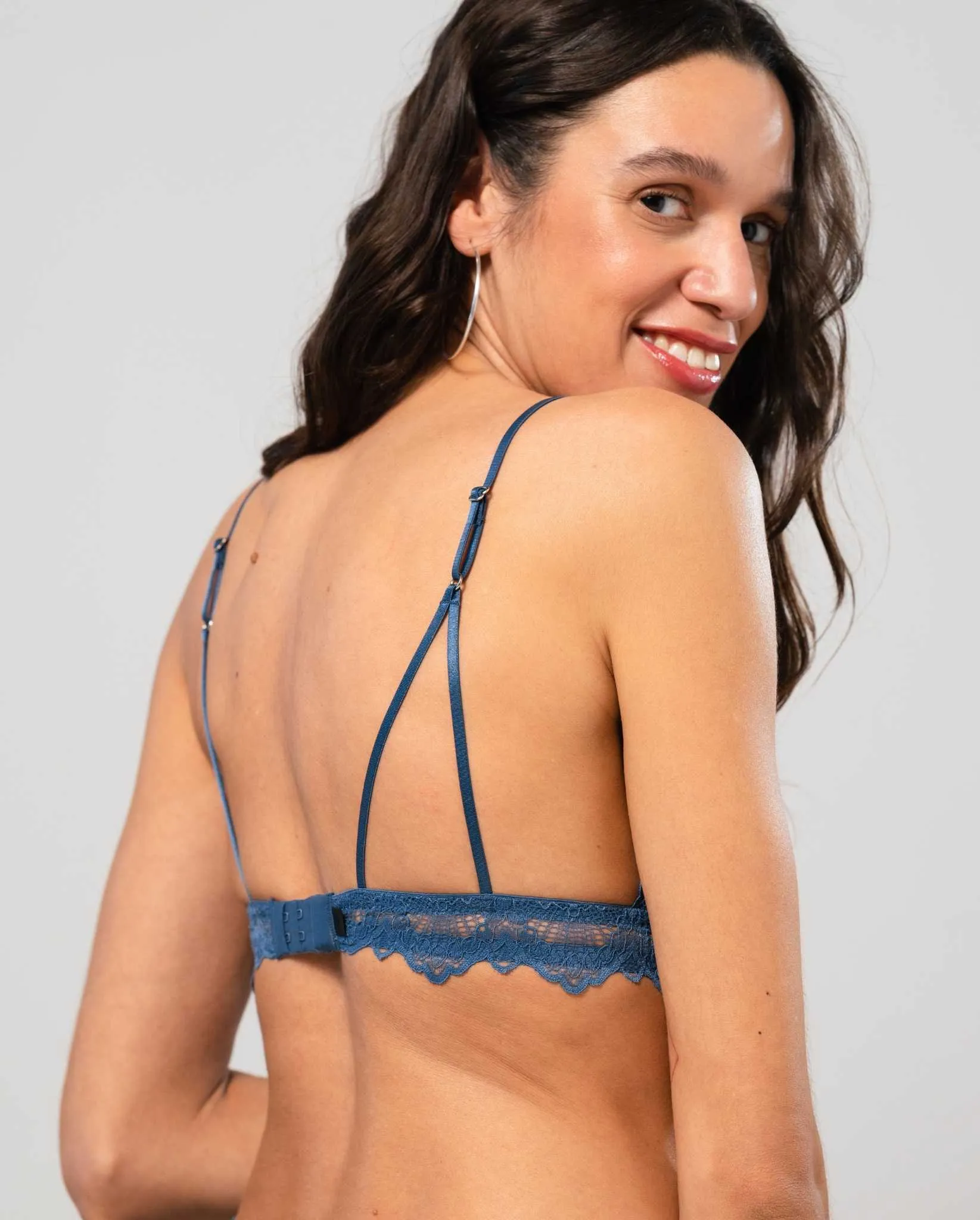 Lace Triangle Bralette Faded Blue