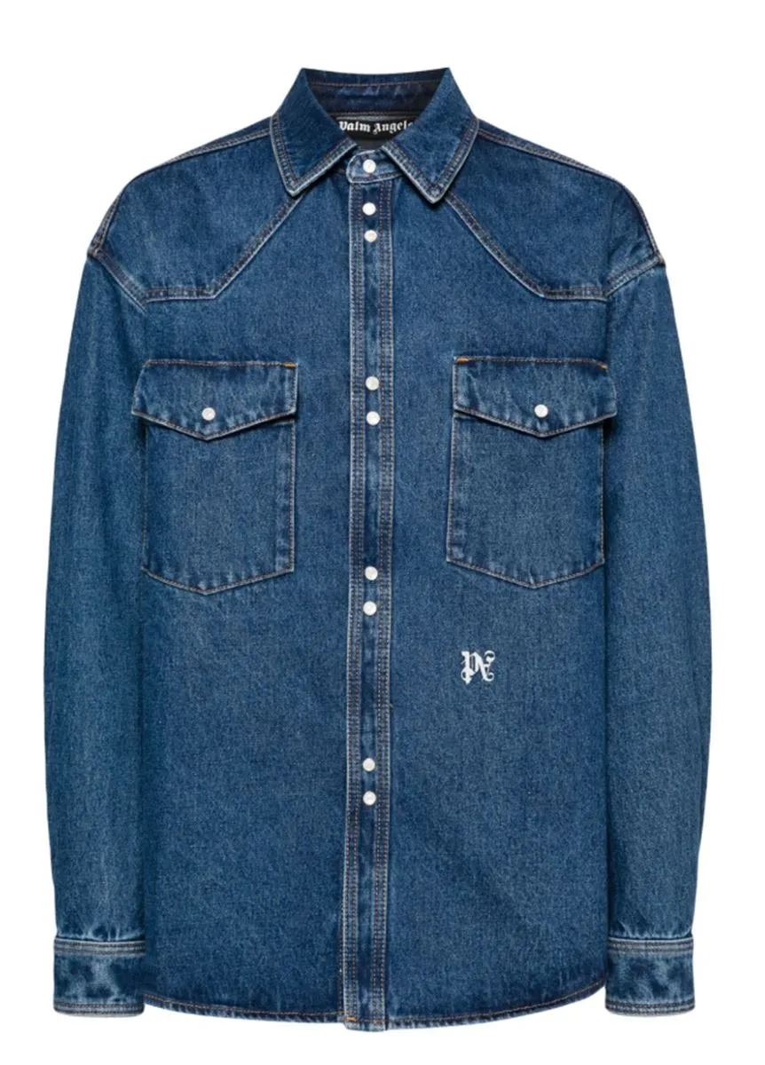 LOGO-EMBROIDERED DENIM SHIRT