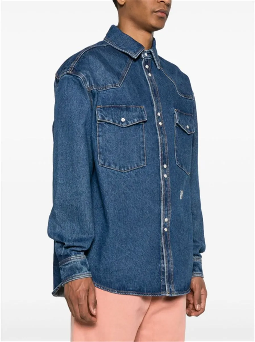 LOGO-EMBROIDERED DENIM SHIRT