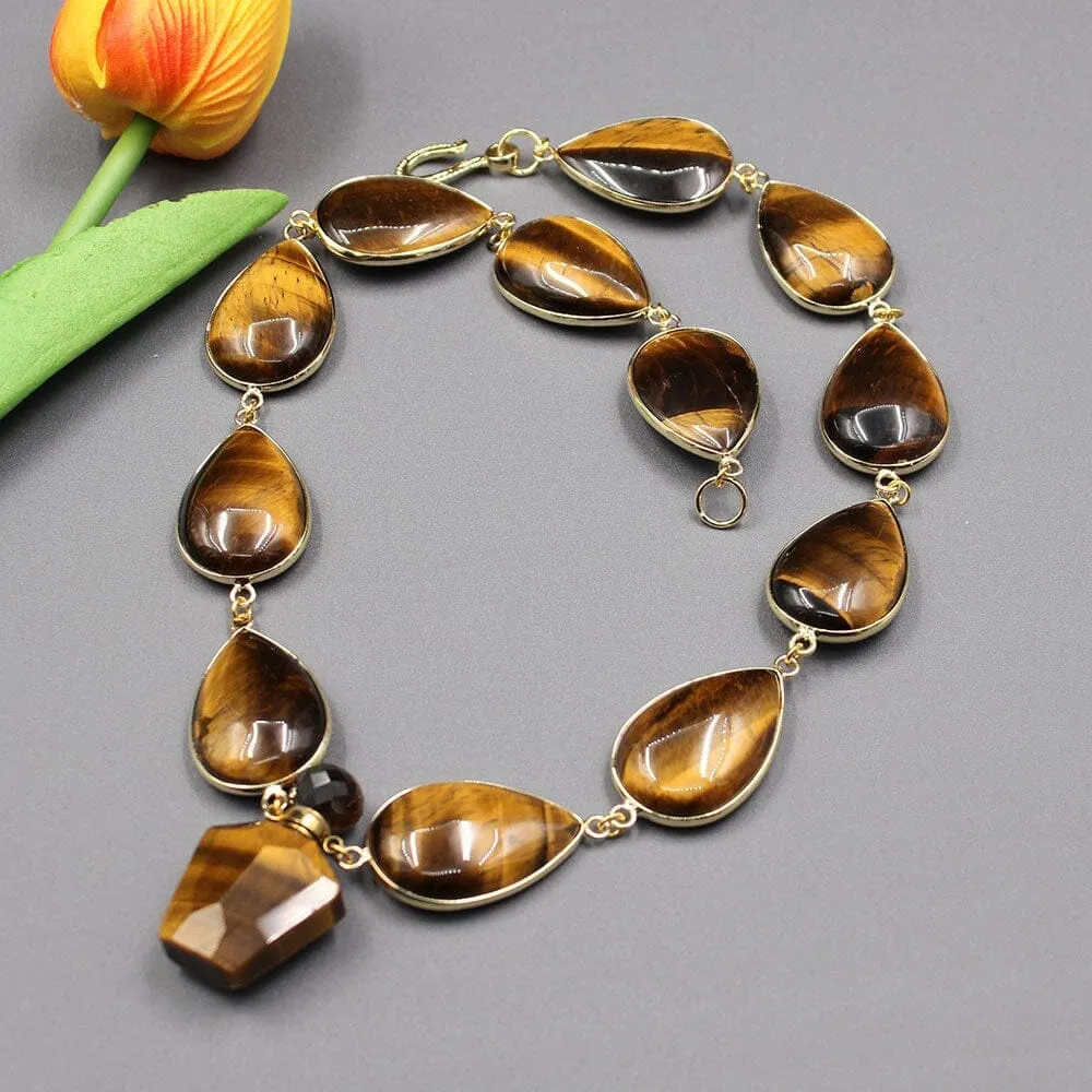 Long Elegant Yellow Tiger Eye Necklace