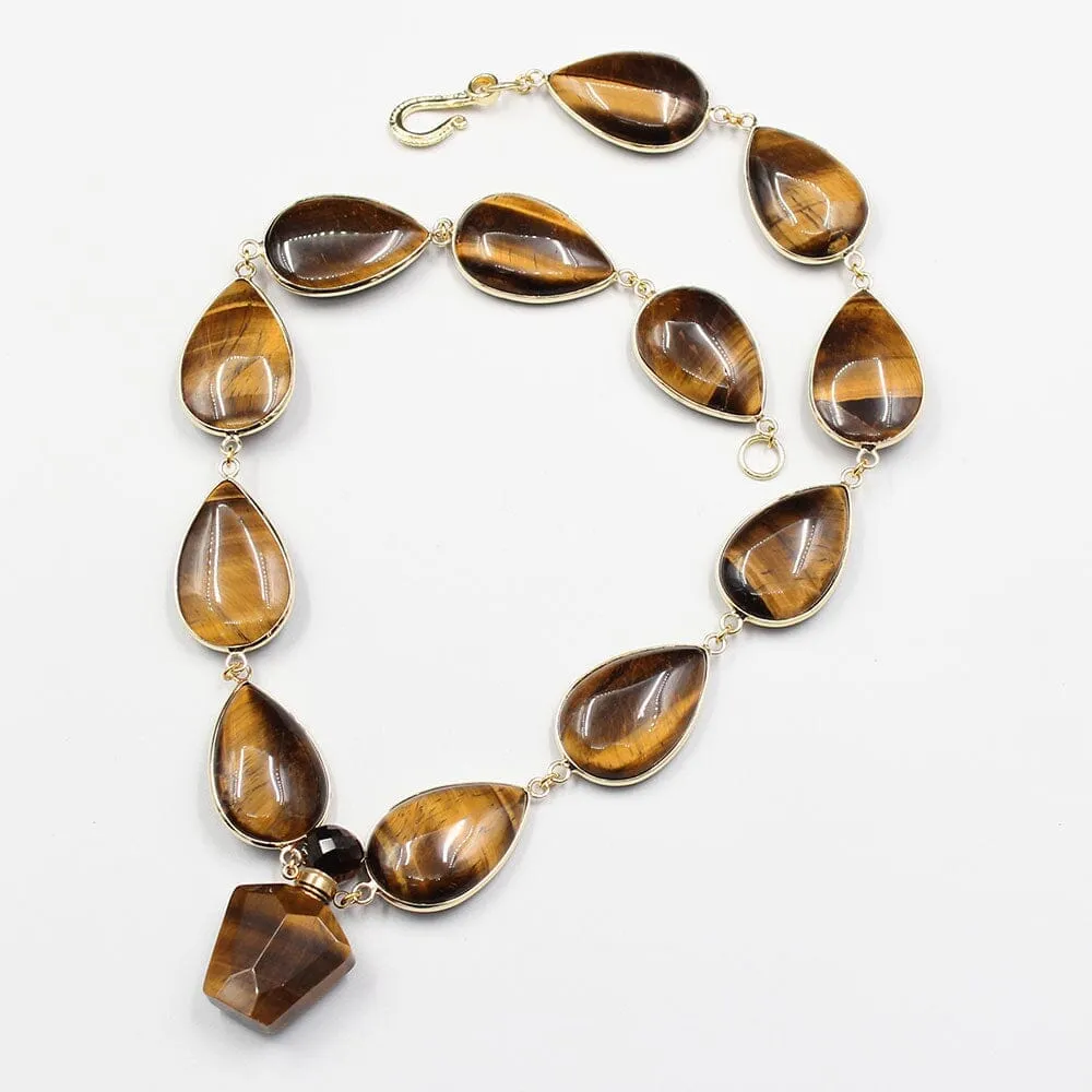 Long Elegant Yellow Tiger Eye Necklace