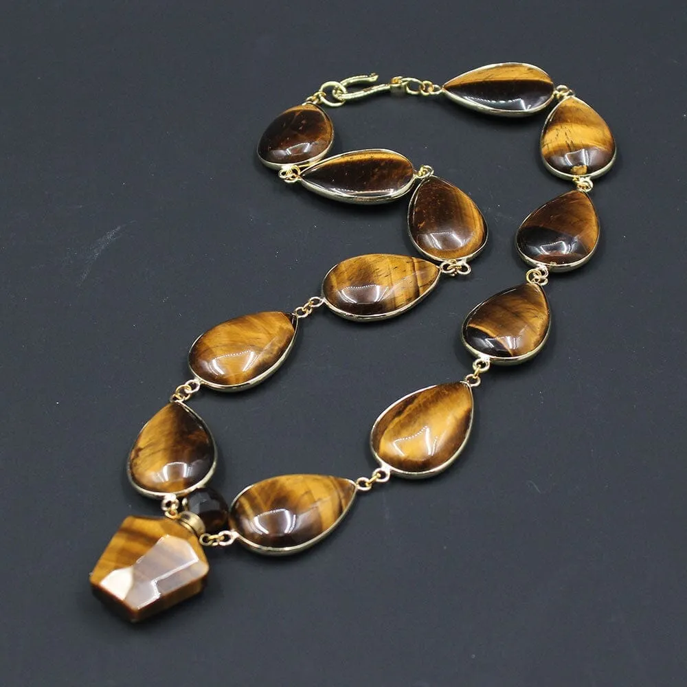 Long Elegant Yellow Tiger Eye Necklace