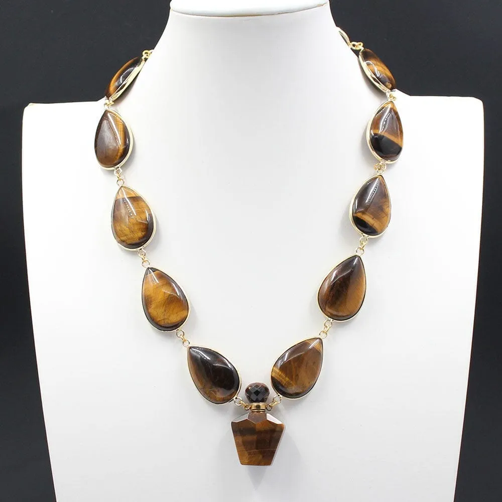 Long Elegant Yellow Tiger Eye Necklace