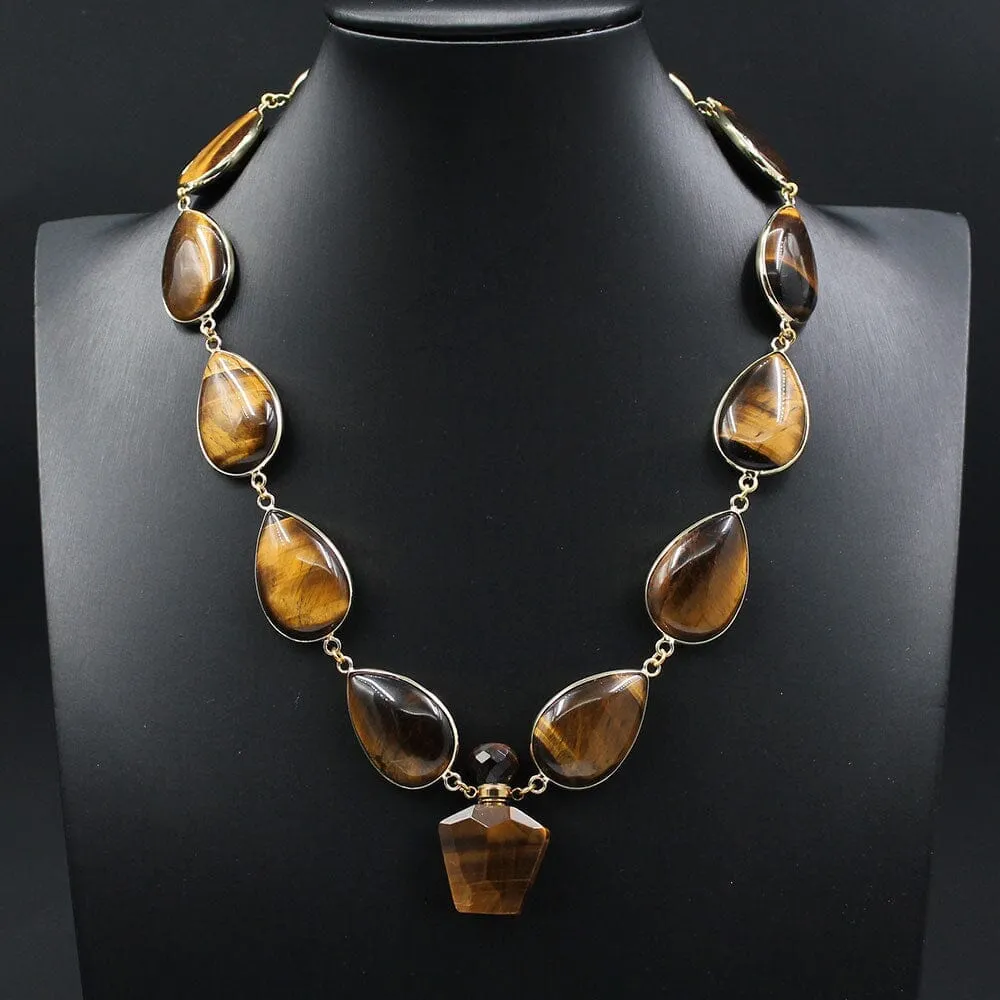 Long Elegant Yellow Tiger Eye Necklace