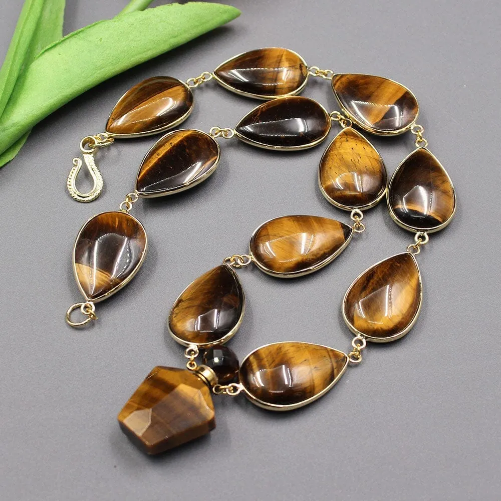 Long Elegant Yellow Tiger Eye Necklace