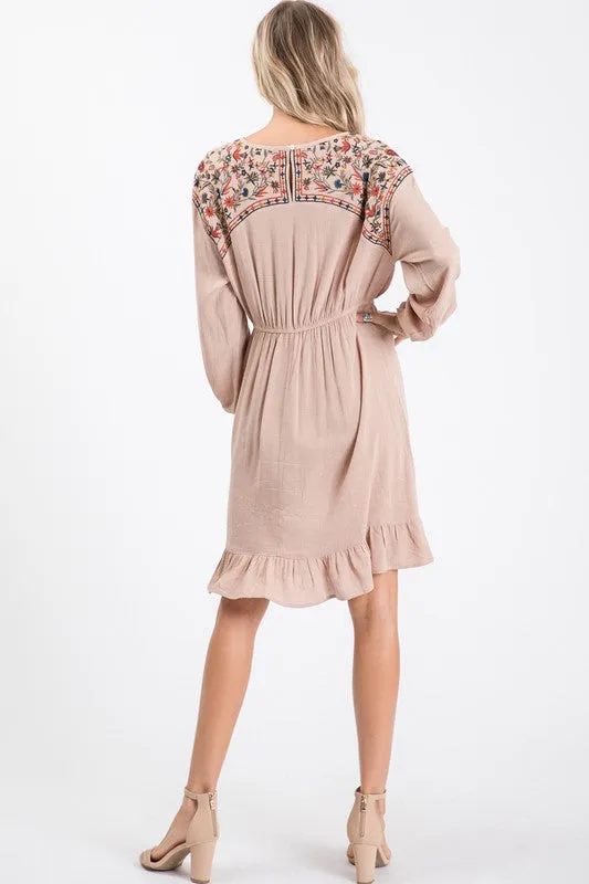 Margaret Embroidered Ruffle Dress