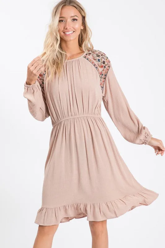 Margaret Embroidered Ruffle Dress