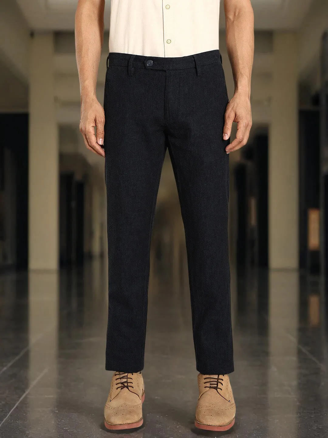 Men Brooklyn Fit Linen Blend Trouser