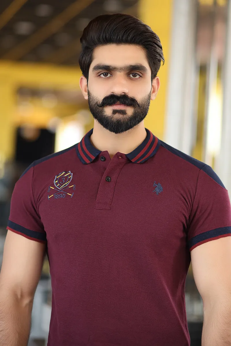 Men Collared Polo Shirt Maroon