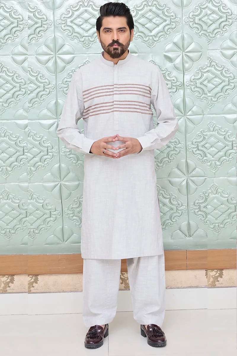 Men Cotton Khaddar Kameez Shalwar Grey