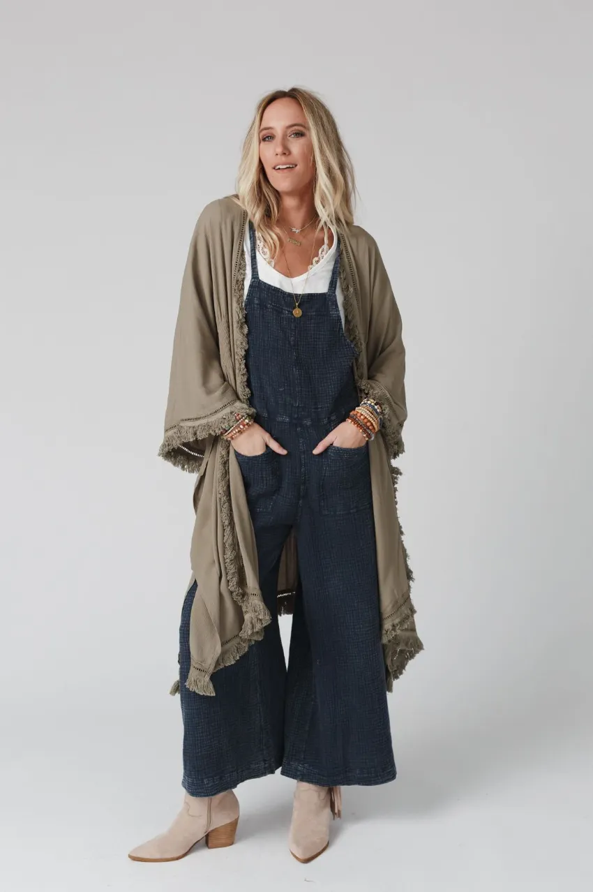 Molly Tie Back Overalls - Faded Denim