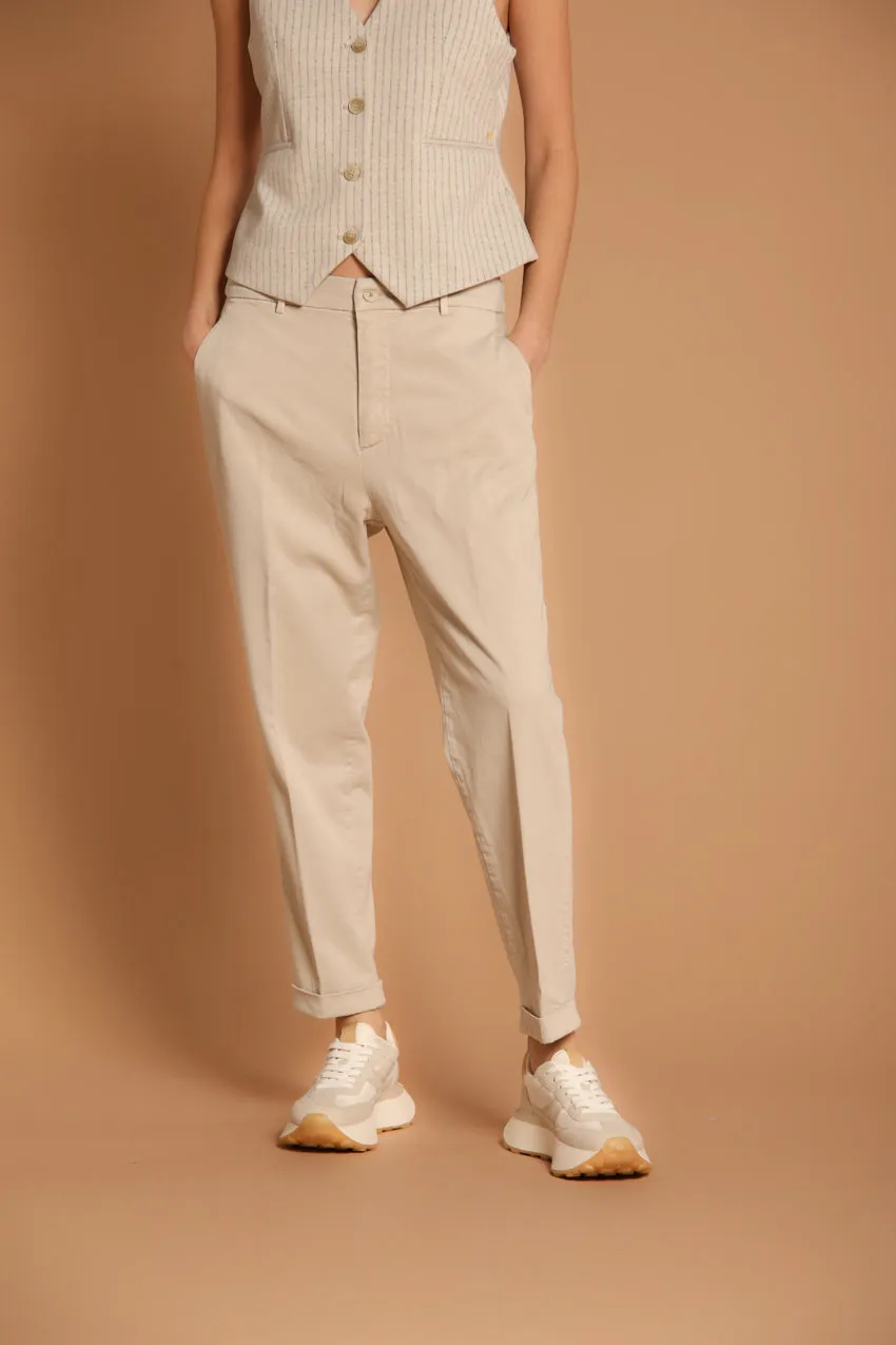 New York Cozy pantalone chino donna in gabardina relaxed fit